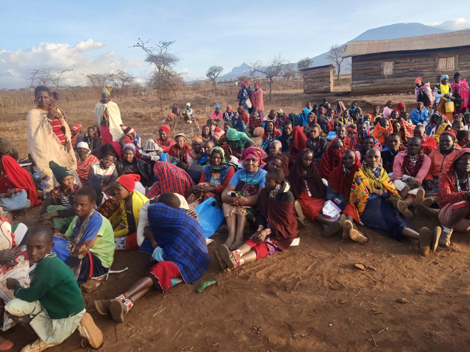 Kenyan Maasai waiting for food distribution at Imisigyio in 2022.