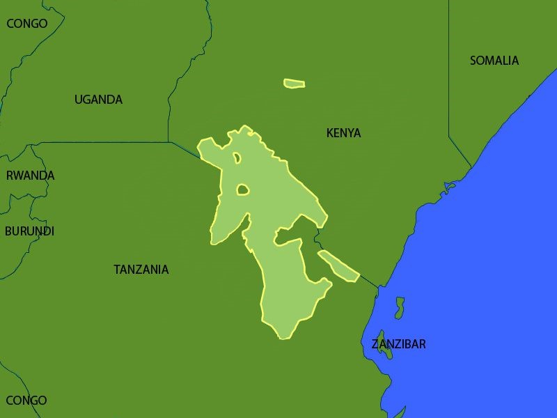 A map of Maasailand across the Kenyan and Tanzanian borders.