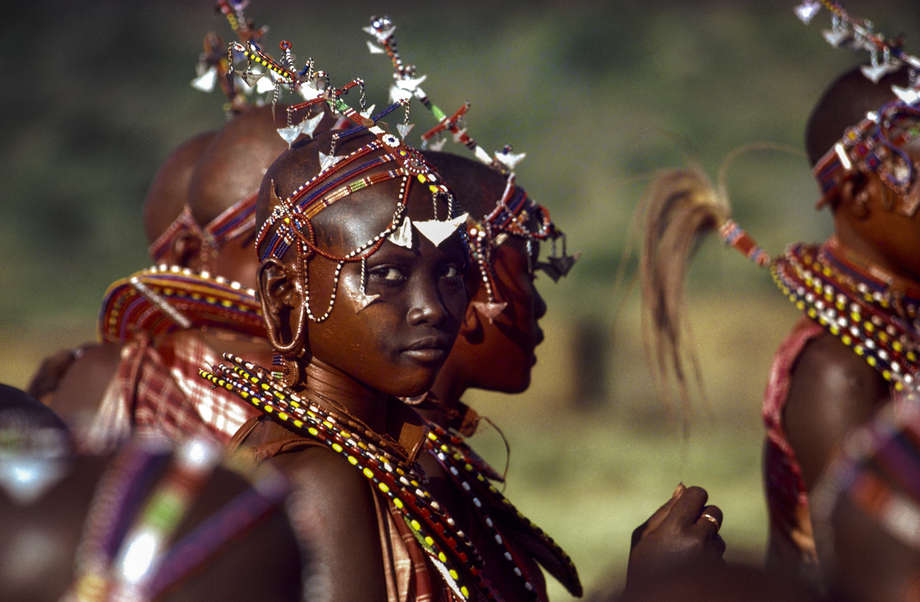 A young Maasai woman before the Eunoto ceremony begins. 