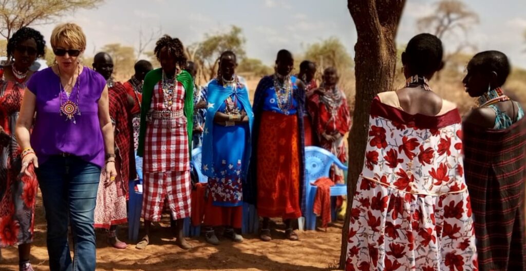 Joyce with Maasai widows